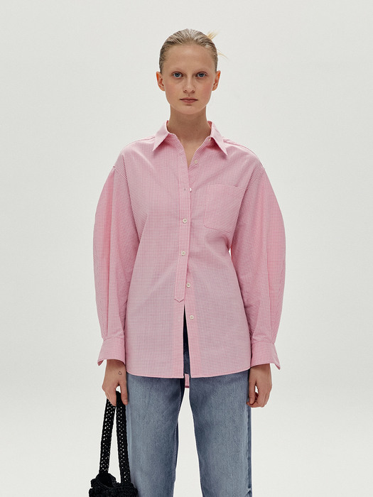Pink Gingham Volume Shirt