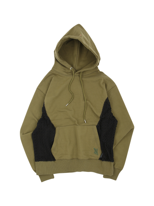 MESH PANEL CONTRAST HOODIE atb869m(KHAKI)