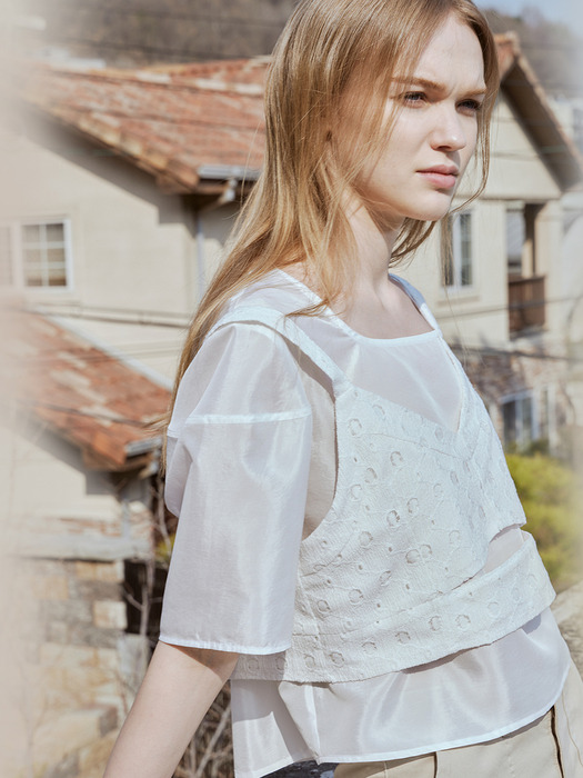 See-through blouse & lace blouse (2color)