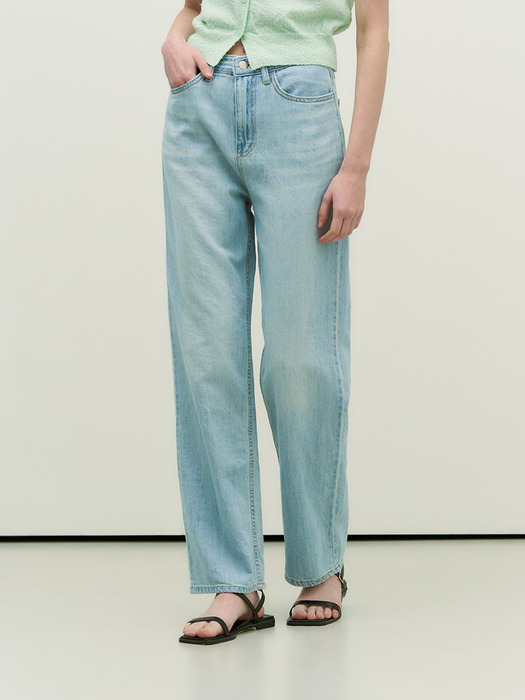 Air summer linen denim pants - lightblue