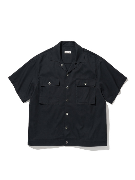 Convertible-Collar Short Shirts Navy