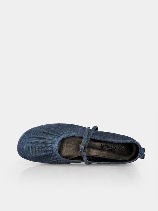 Mrc061 Shirring Flat Shoes (Denim)