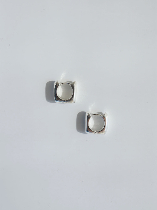 Silver 925 사각 소 원터치 귀걸이