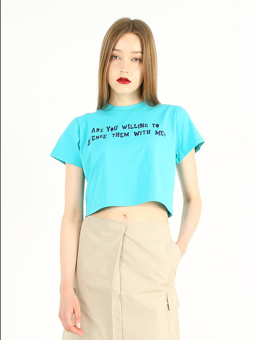 [23SS]REVENGE Edition Cotton Crop T-shirt_BLUE