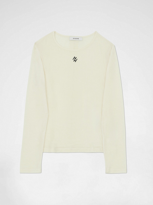 KHIHO CREW NECK LONG SLEEVE TOP / IVORY