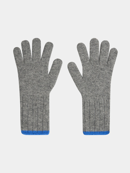 Colored Edge Touch Gloves_Grey, Blue