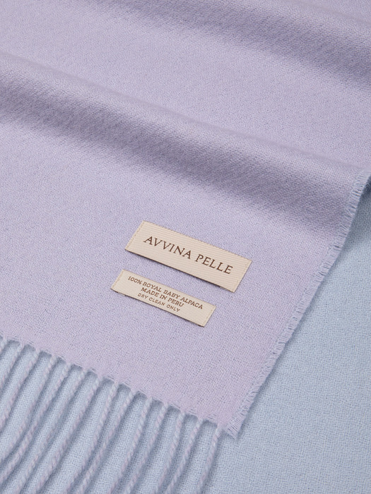 Double Face Royal Baby Alpaca Muffler - Lavender/Baby Blue