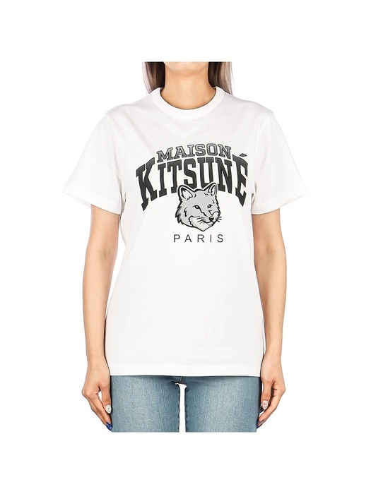 [메종키츠네] 23FW (LW00104KJ0035 WHITE) 여성 캠퍼스 폭스 반팔 티셔츠