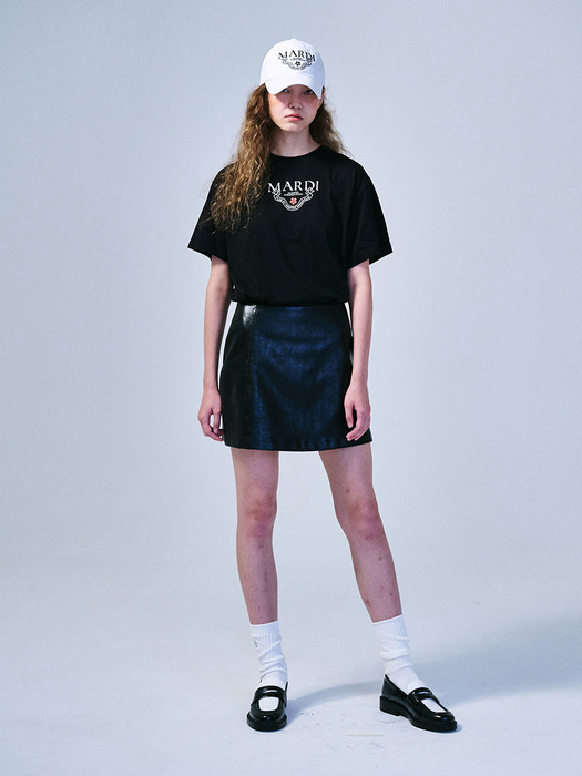 VEGETABLE LAMBSKIN LEATHER MINI SKIRT_BLACK