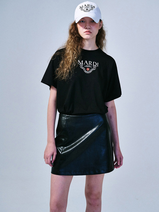 VEGETABLE LAMBSKIN LEATHER MINI SKIRT_BLACK