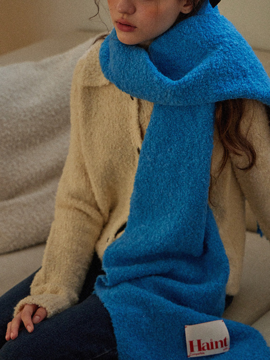 FLUFFY HEAVY WOOL MUFFLER_4COLORS_BLUE