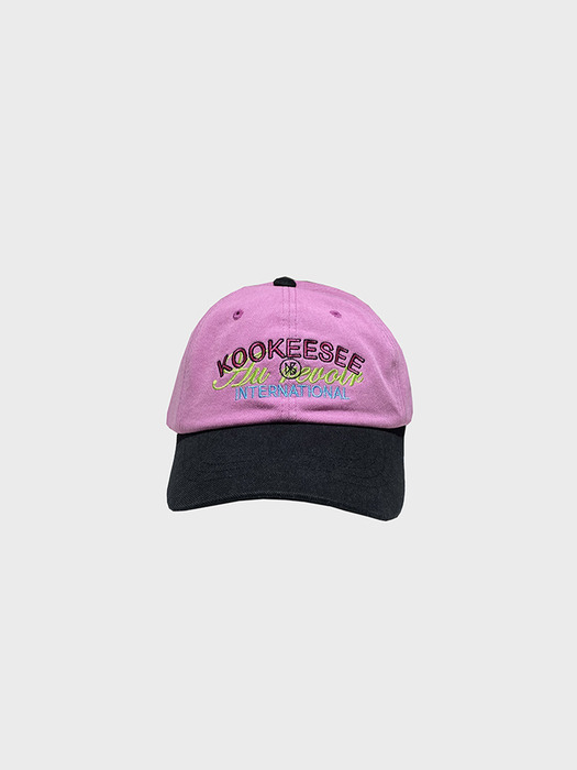 two tone vintage washing ball cap (Pink/Black)