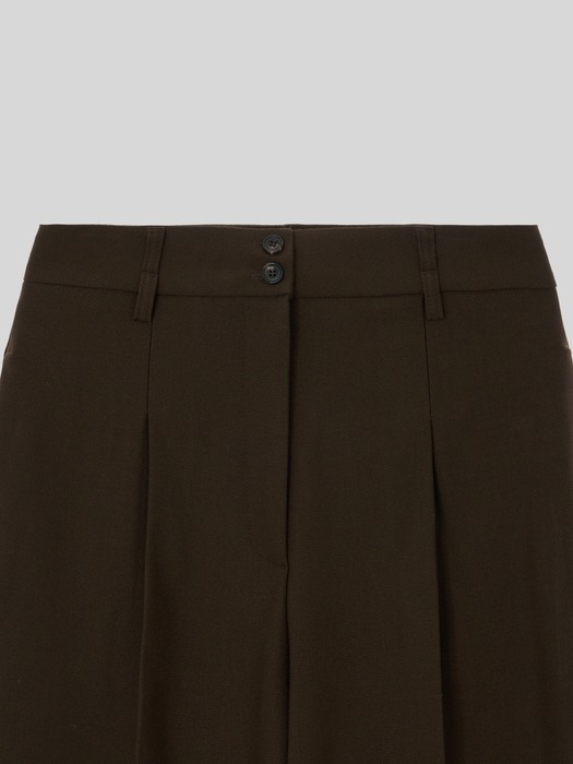 BUTTON WIDE PANTS 속기모 [BROWN]