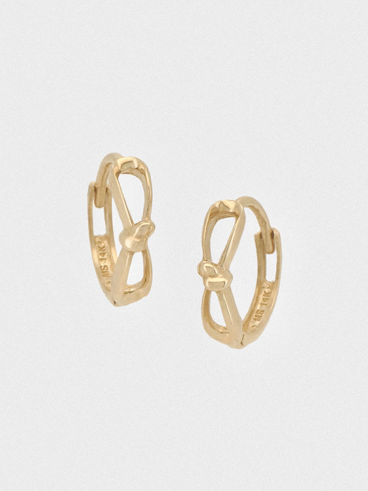 14k ribbon line one touch ring earrings (1pair)