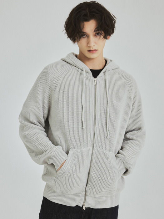 Cool Washable Two-Way Knit Hood Zip-Up(3color)