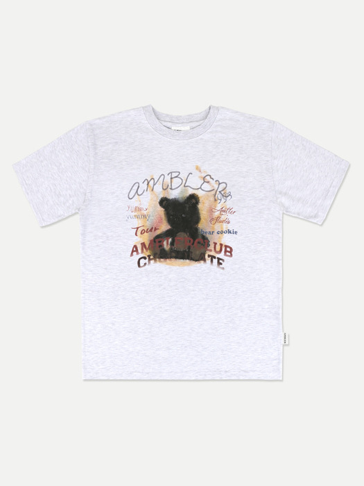 Bear in flames Over fit T-Shirts AS1104 (White-Melange)