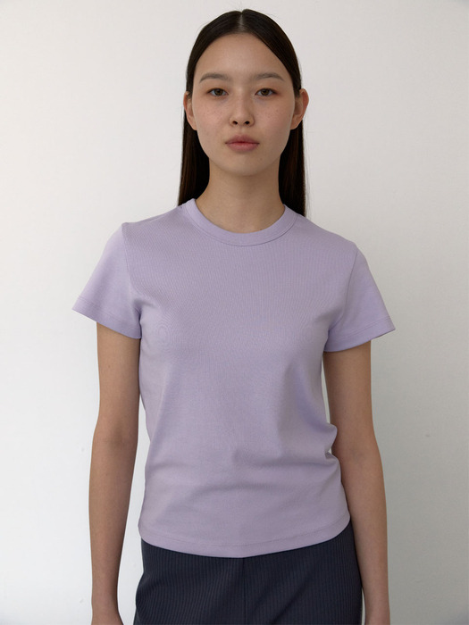 Cap Sleeve Round T-Shirts (Lavender)