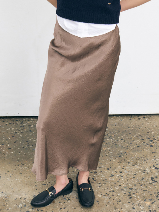 CRINKLE SATIN LONG SKIRT [5COLORS]