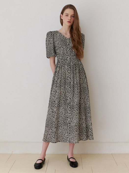 Monet pattern dress (black)