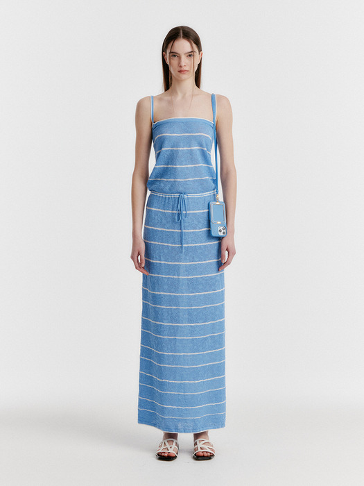 YOZOO Jacquard Stripe Knit Dress - Sky Blue