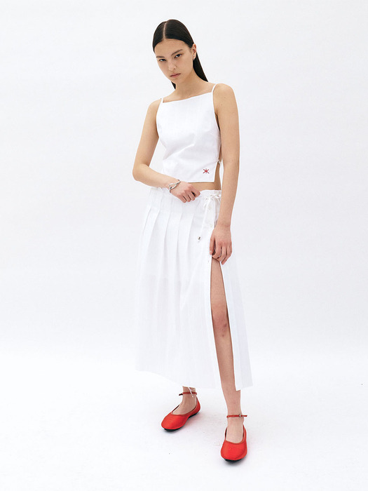 String Pleats Skirt (White)