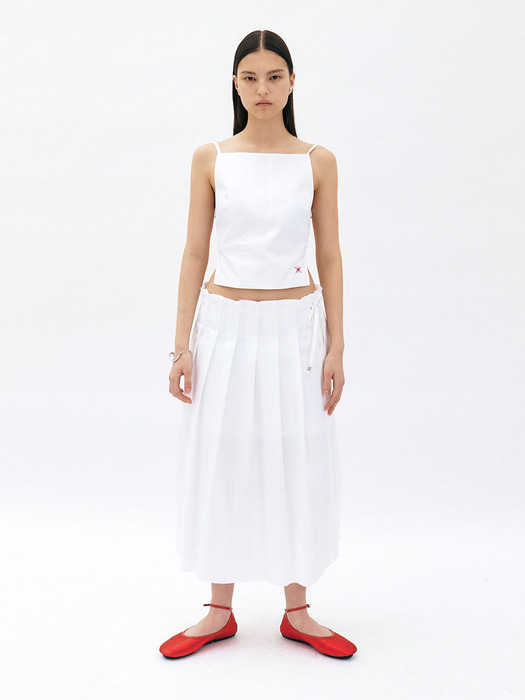 String Pleats Skirt (White)