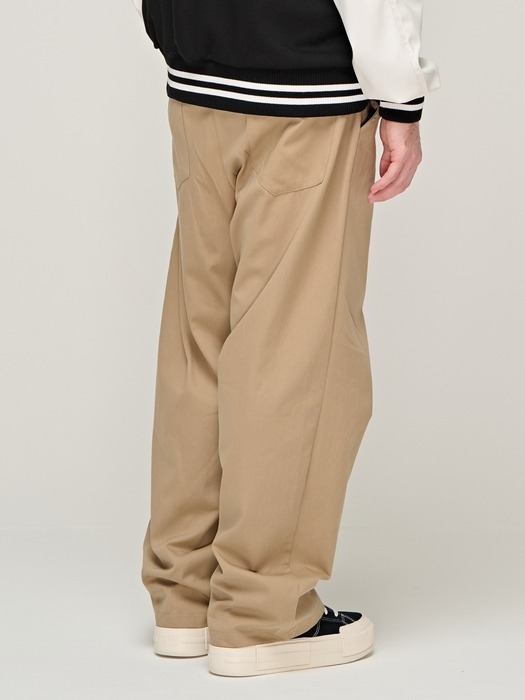 CB COTTON TWILL WIDE BANDING PANTS (BROWN)
