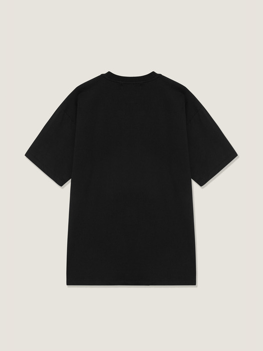CONTRAST EMBROIDERY LOGO T-SHIRT (BLACK)