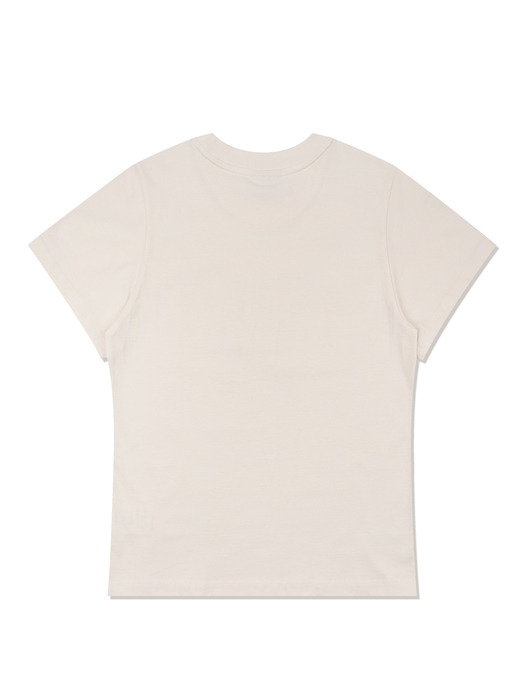 우먼즈 베이직 솜사탕 하트 로고 반소매 티셔츠 크림(FCE2TS205W)