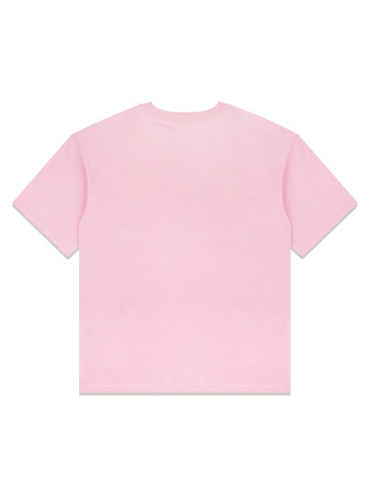 UNISEX 오버핏 베어프렌즈 엠보 로고 반소매 티셔츠 핑크(FCE2TS406M)
