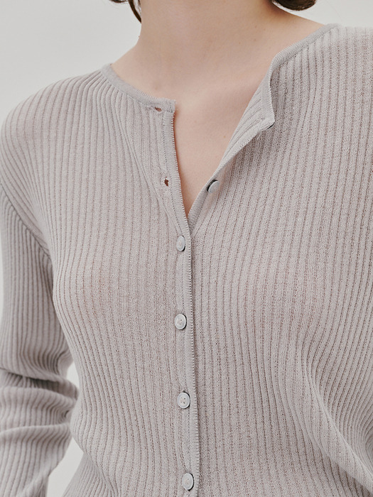 linen pendant cardigan-gray