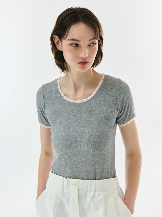 LACE T-SHIRT GRAY