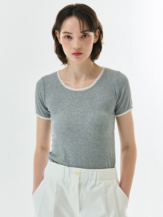 LACE T-SHIRT GRAY