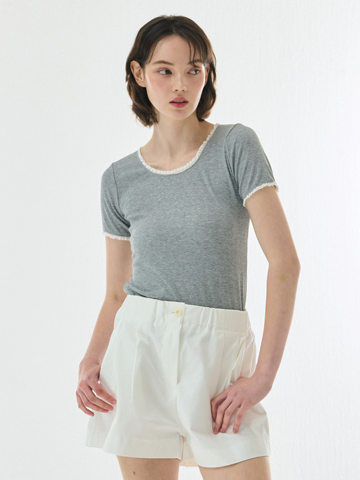 LACE T-SHIRT GRAY