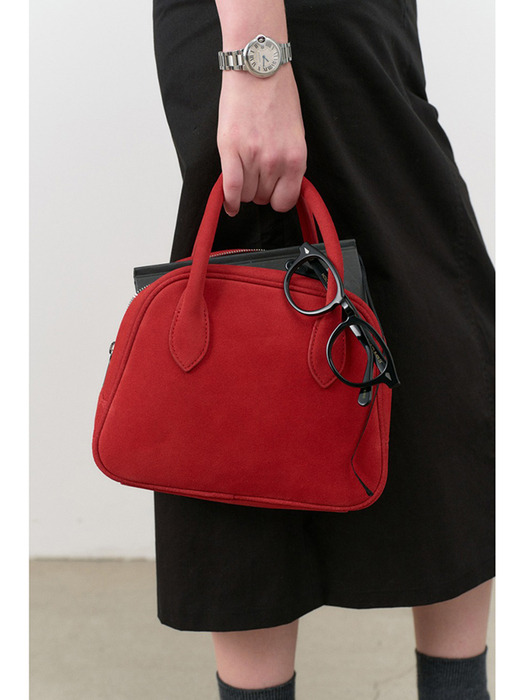 SUEDE BOSTON TOTE BAG RED_UDBA4F202R2