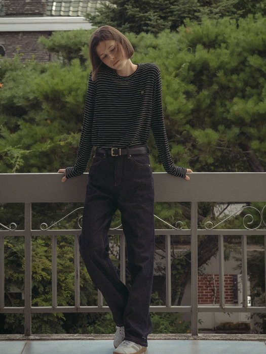 Comfortable striped T-shirt_Black