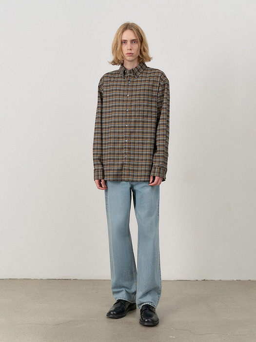 UNISEX CHECK FLANNEL SHIRT GREY CHECK_M_UDSH4C104G2