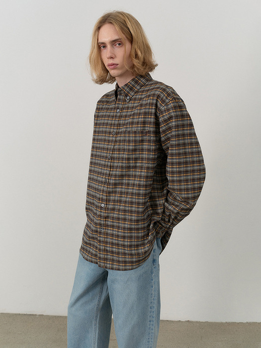 UNISEX CHECK FLANNEL SHIRT GREY CHECK_M_UDSH4C104G2