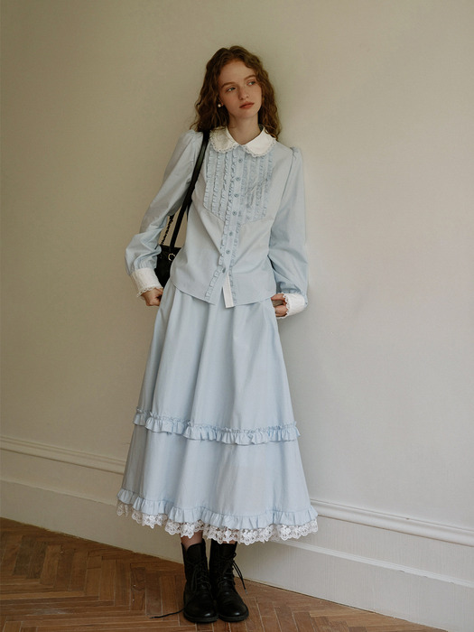 Cest_Sky blue doll collar shirt