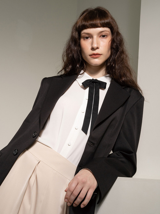 Feminine tie blouse - white