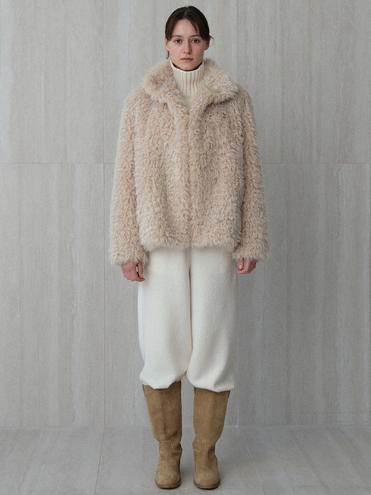 vintage fur half coat (beige)