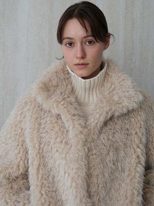 vintage fur half coat (beige)