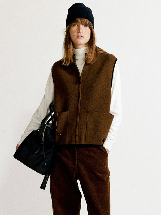 Dicky zip-up vest (Camel)