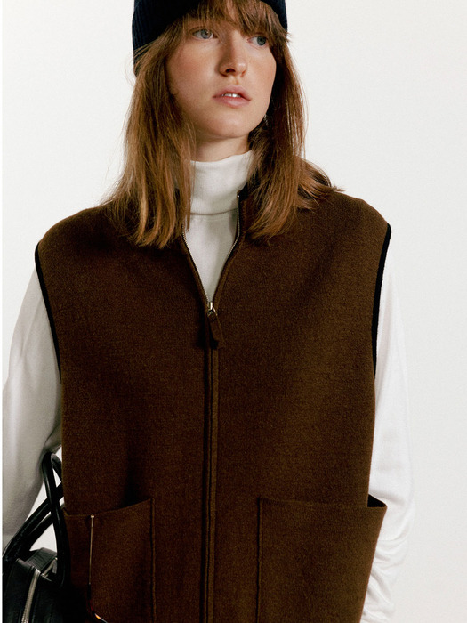 Dicky zip-up vest (Camel)