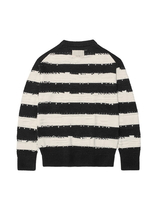 STRIPE VINTAGE LOOSE PULLOVER FOR WOMEN IN BLACK - Image 3