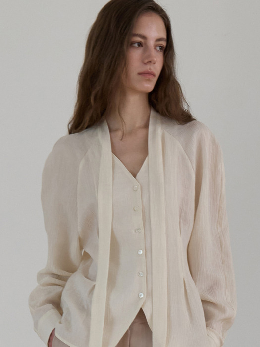 [NEW컬러추가]링클드 브이넥 스카프 블라우스 2컬러 OU1605