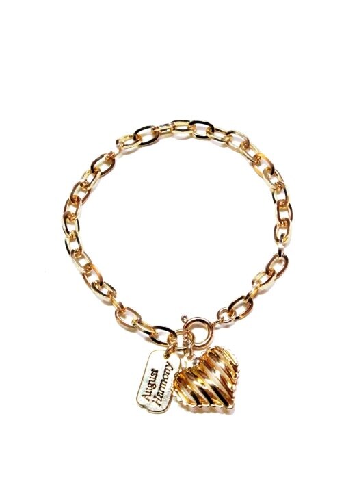 Stripe heart bracelet (Gold/surgical steel)