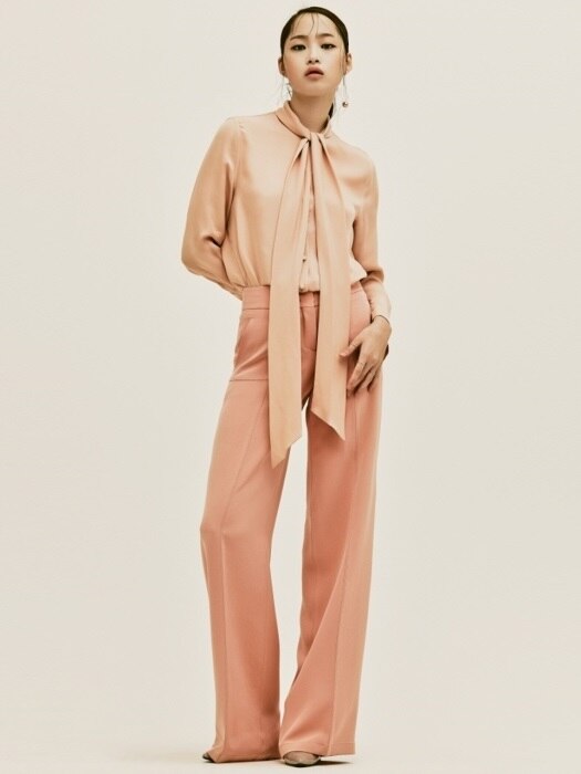 PEACH SILK STITCH WIDE PANTS