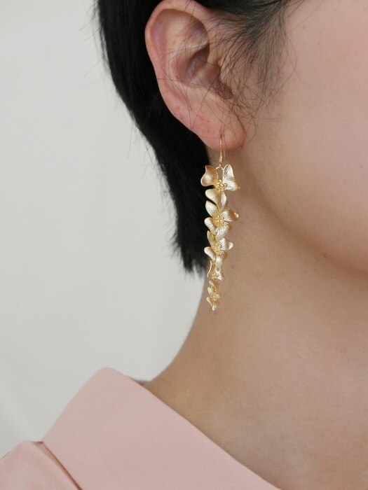gold layered flower earrings