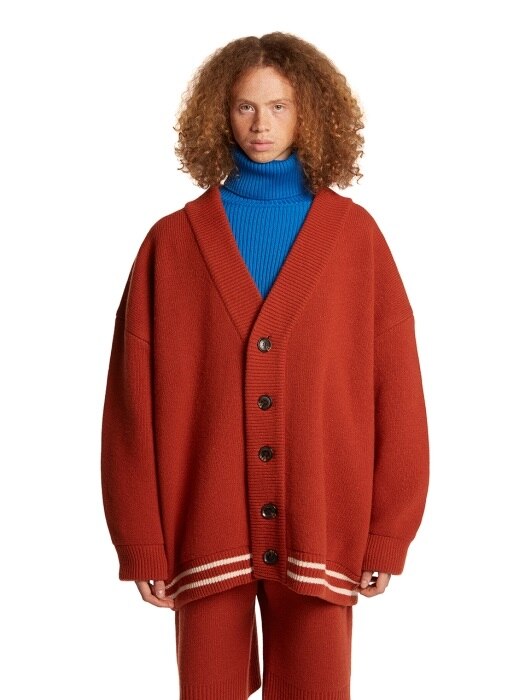 Classic Wool Cardigan Jacket_Orange Brown
